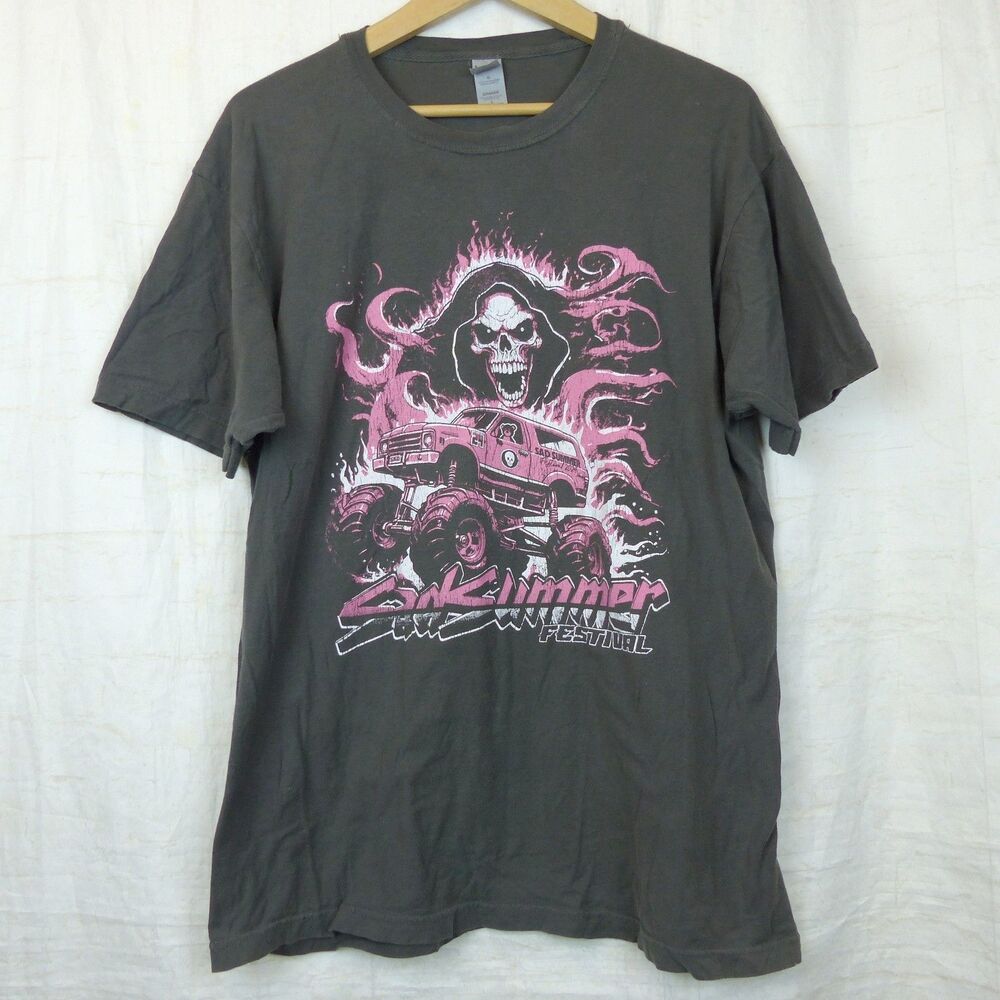 Sad Summer Festival 2024 T-Shirt Mens L Gray Pink Skull Monster Truck Emo Music